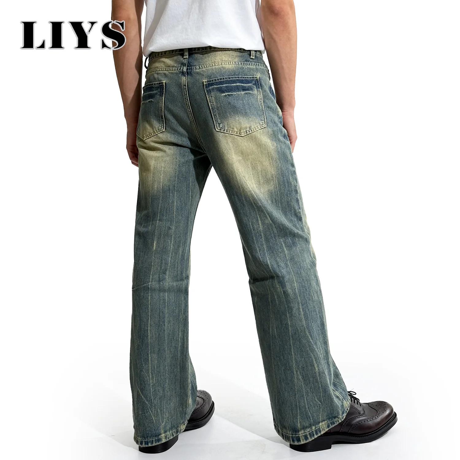 Amerikaanse retro blauwe losse jeans voor heren, Koreaanse straattrend, supercoole denimbroek, unisex, dagelijks, casual, wijde jeans met rechte pijpen