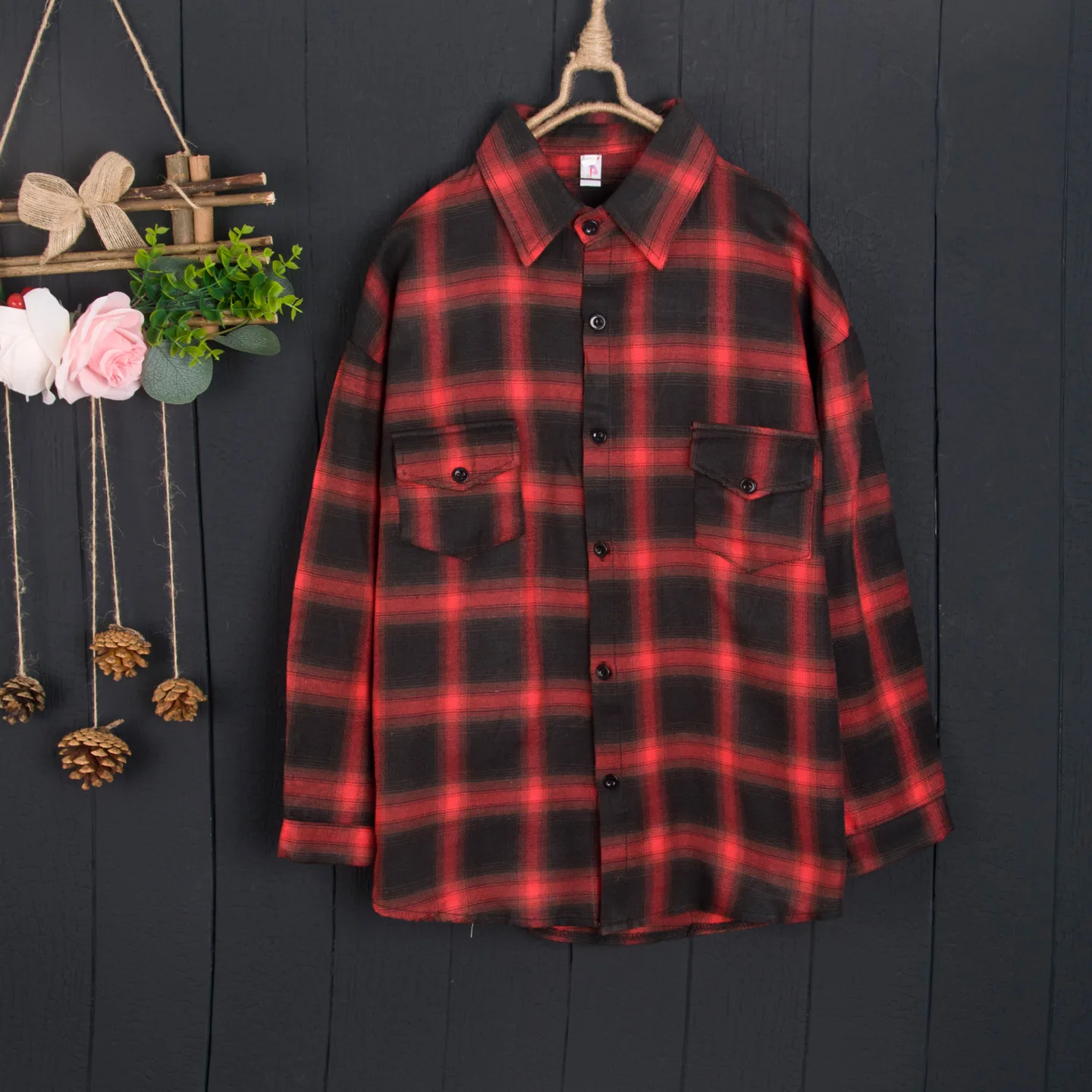 Camisa xadrez jaqueta de comprimento médio solta exterior estilo casual manga comprida camisa de algodão e linho blusas femininas primavera e verão