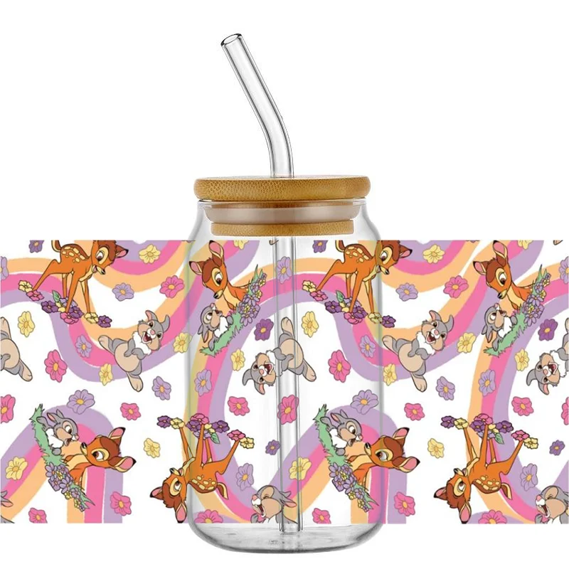 Najwyższa jakość Miniso 3D Cartoon Sika Deer Naklejka 16oz UV DTF Cup Wrap Transfers Naklejki Zmywalne Niestandardowe Logo DIY Naklejka na kubek