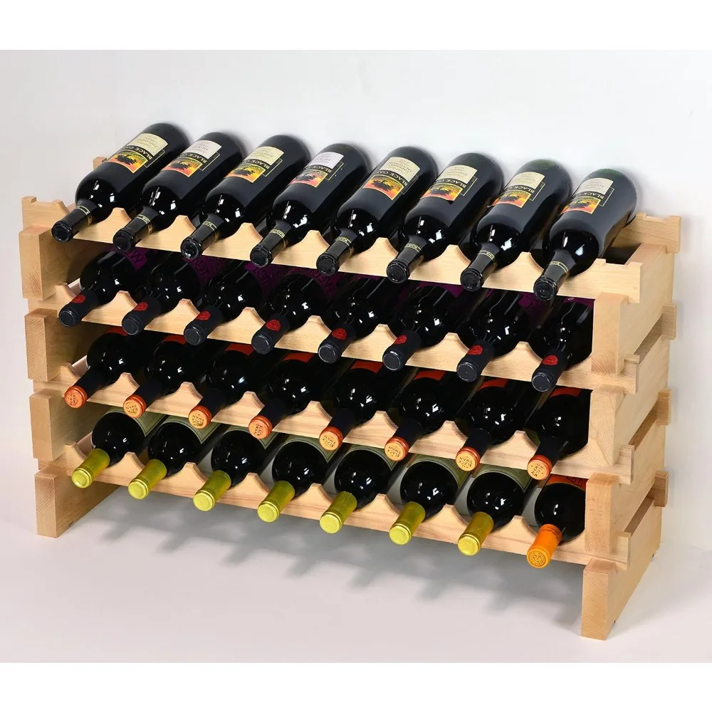 

Modular Wine Rack Beechwood 32-96 Bottle Capacity 8 Bottles Across up to 12 Rows Newest Improved Model (32 Bo