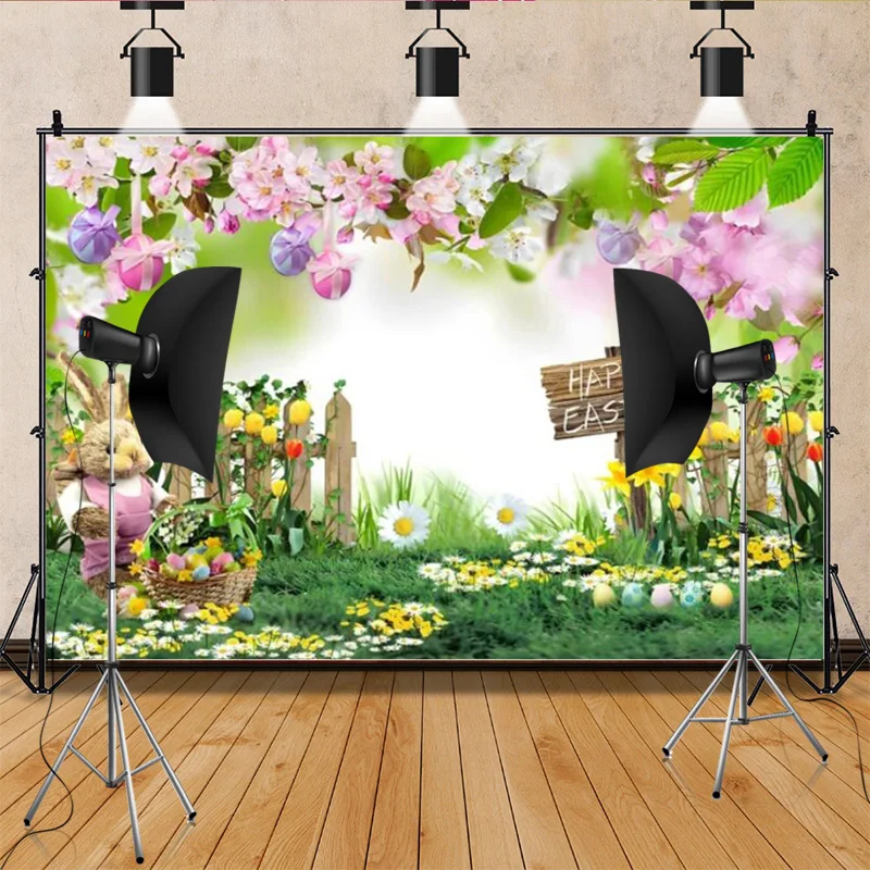 

SHENGYONGBAO Easter Day Digital Photography Backdrops Props Rabbit Flowers Arch Doors Maternity Photo Studio Background FH-03