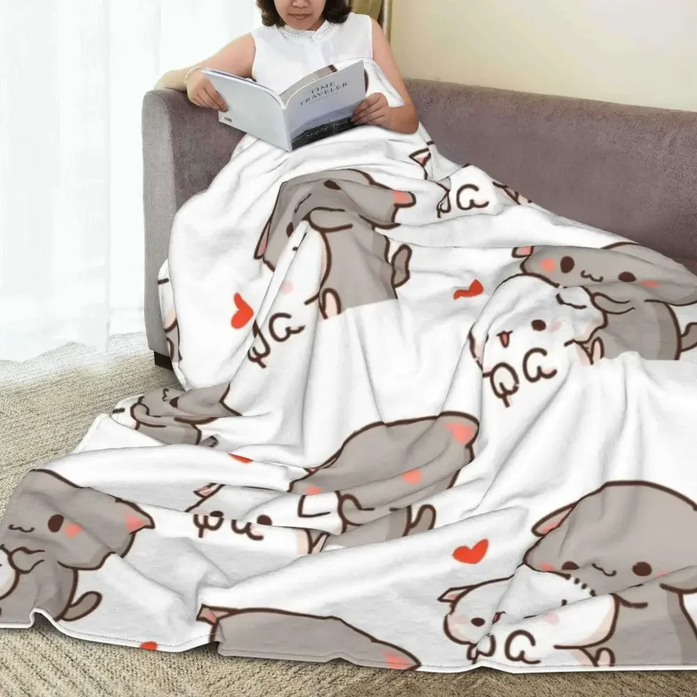 

Peach Goma Cat Couples Flannel Blankets Kawaii Soft Durable Bedding Throws for Chair Sofa Bed Travel Bedspread Sofa Bed Cover