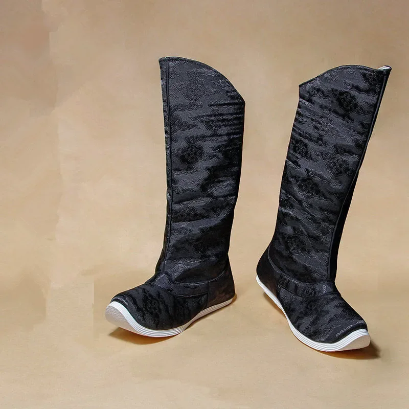 

Chinese Wushu Shoes Han Dynasty Boots Historical Warrior Shoes Flat Ancient High Boots Wuxia Kungfu Plus Size