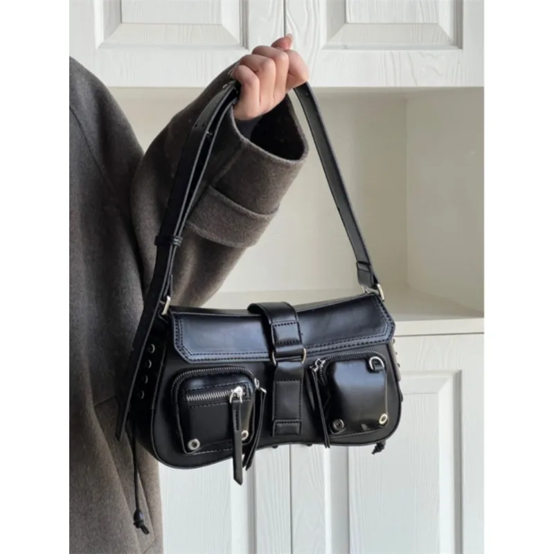 

2025 New High Quality Motorcycle Bag Versatile Single Shoulder Crossbody Bag Underarm Bag for Women Purses and Handbags