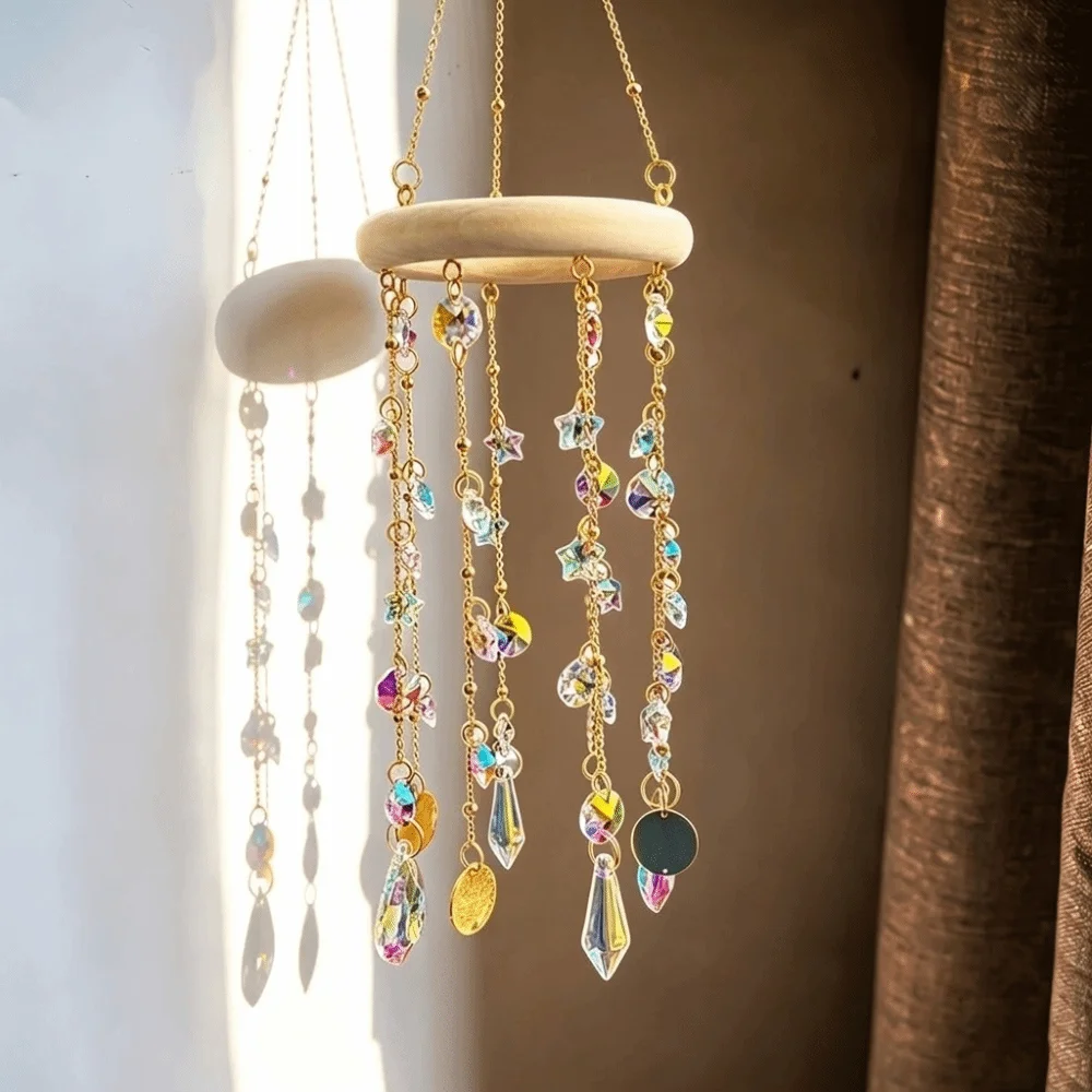 Gift Idea Hanging Crystal Sun Catcher Exquisite Elegant Prism Rainbow Maker Light Refraction Dreamy Wind Chime Outdoor Balcony