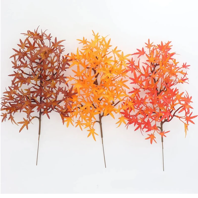 10Pcs Simulaiton Autumn Maple Leaves Fake Green Plants Garden Wedding Decoration Landscape Artificial Tree Party Event Ornaments