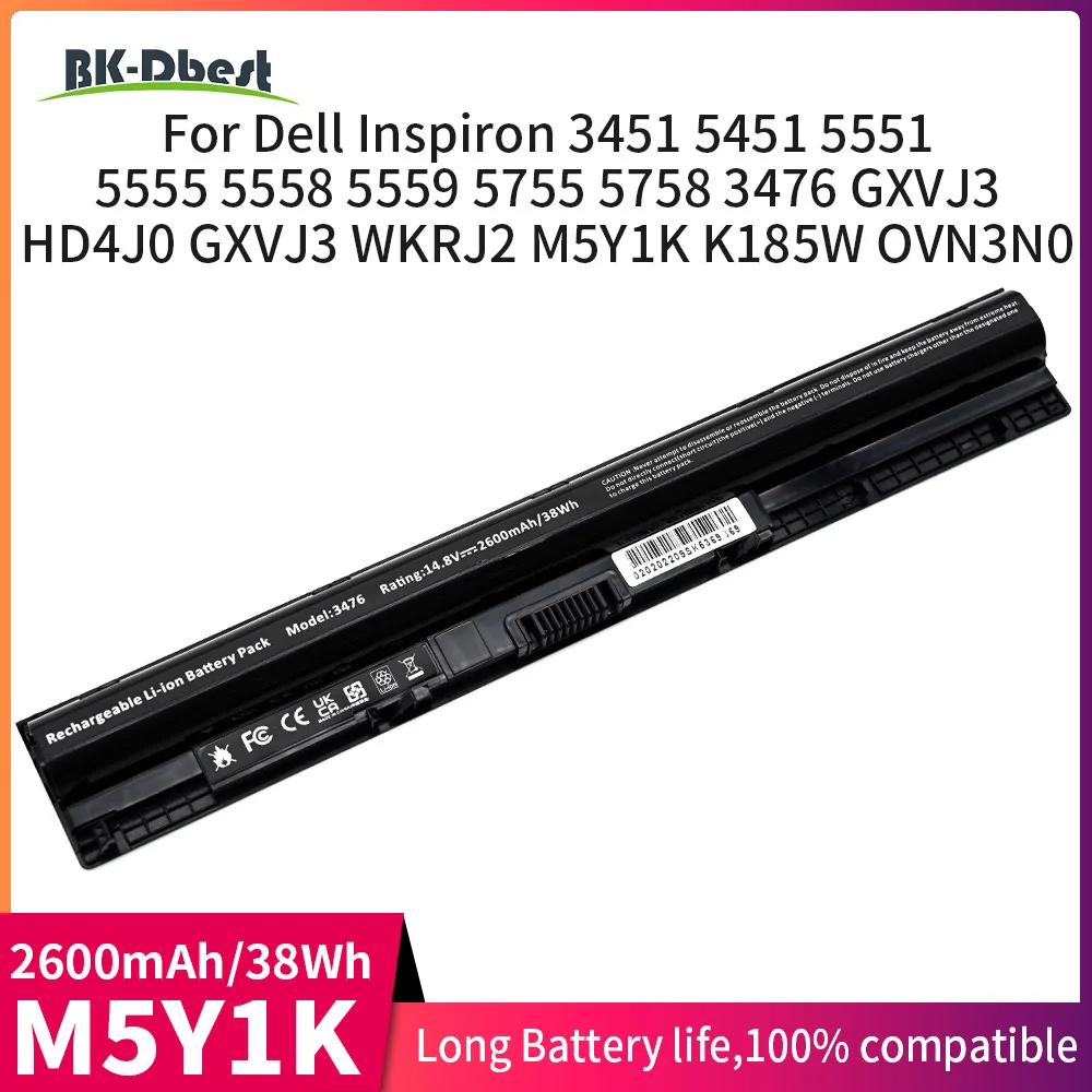 BK-Dbest M5Y1K laptop Battery for Dell Inspiron 3451 5451 5551 5555 5558 5559 5755 5758 3476 GXVJ3 HD4J0 GXVJ3 WKRJ2 M5Y1K K185W