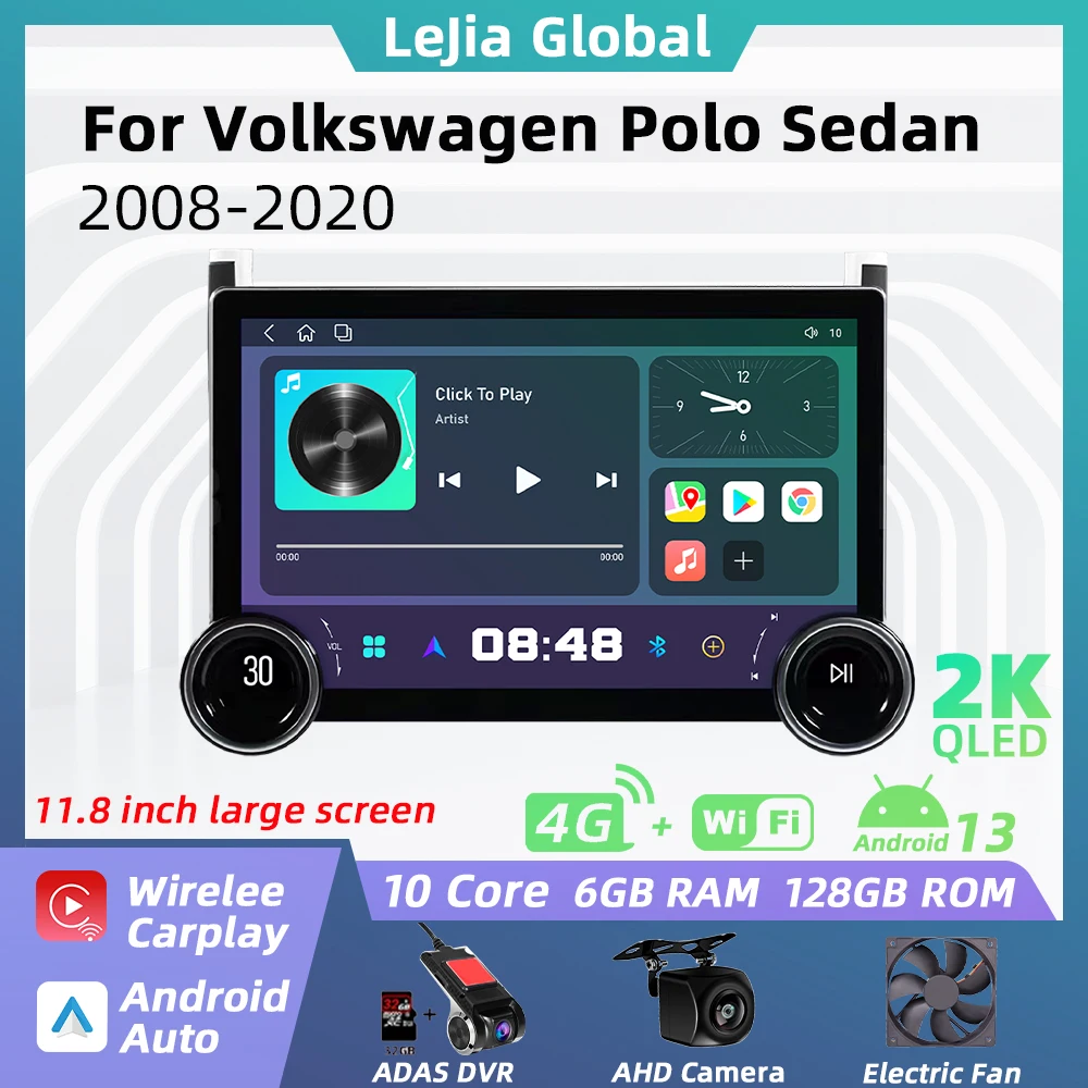 

Car Radio for VW Volkswagen Polo 5 Sedan 2008 - 2020 2 Din Android Multimedia Player Autoradio GPS Navigation Auto Carplay WiFi