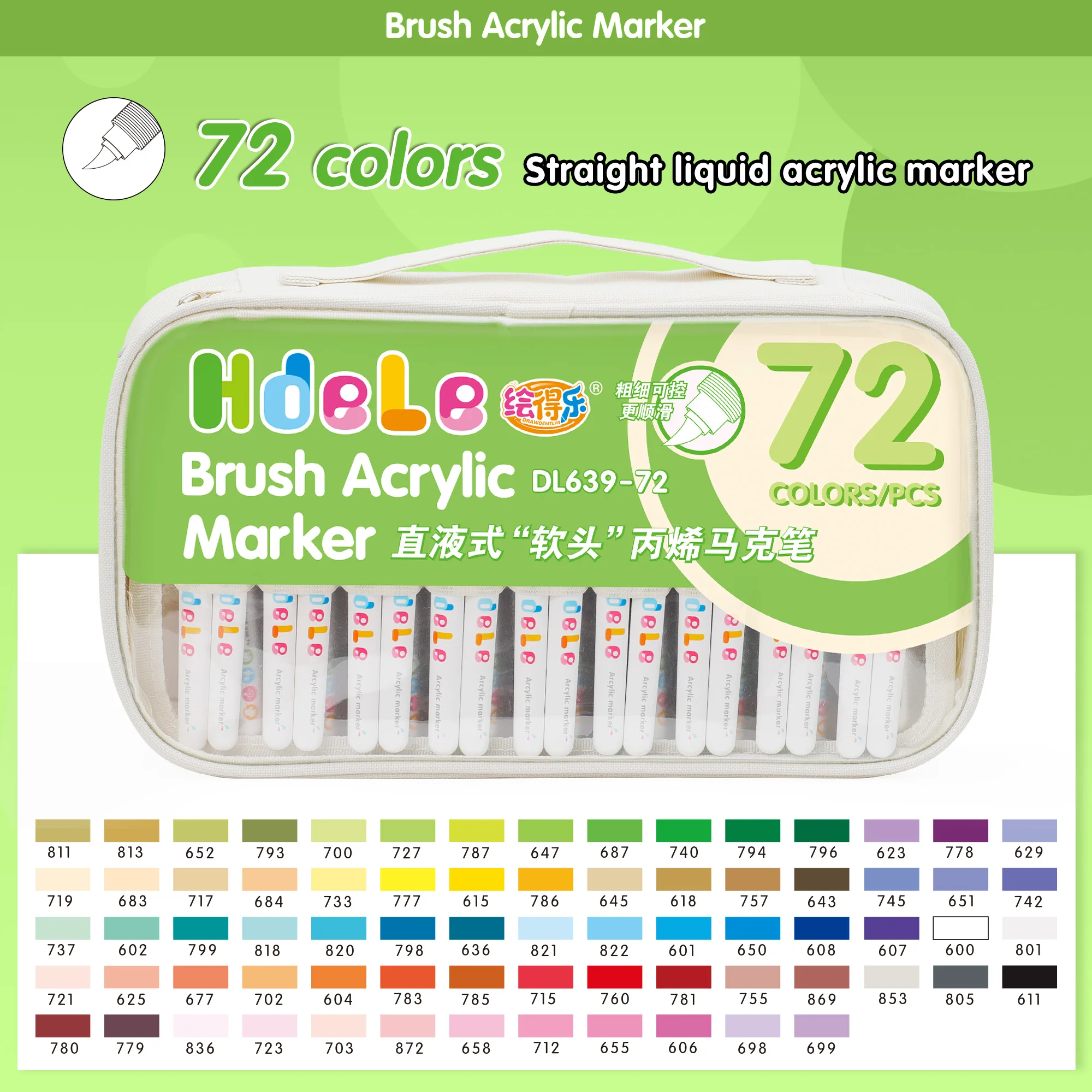 Hdele 240/72/24/8 Farben Pinsel-Acrylmarker-Set, für Notizbücher, DIY-Graffiti-Zeichnen, Acrylfarbstifte für Studenten – Detail 16