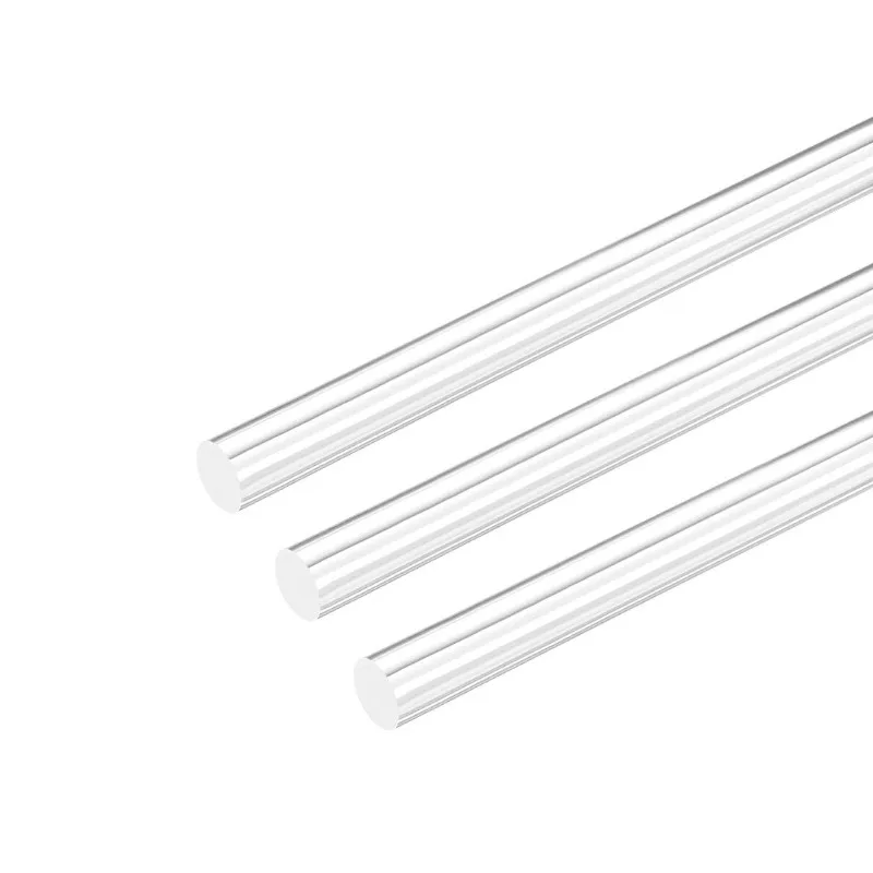 Naxilai Acrylic Round Rod,2/5 inch Dia 10 inch Length,Transparent Clear Plastic Round Rod,Solid PMMA Bar 3pcs