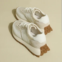 Zapatillas deportivas transpirables para mujer, zapatos informales vulcanizados con plataforma, color blanco, 2023