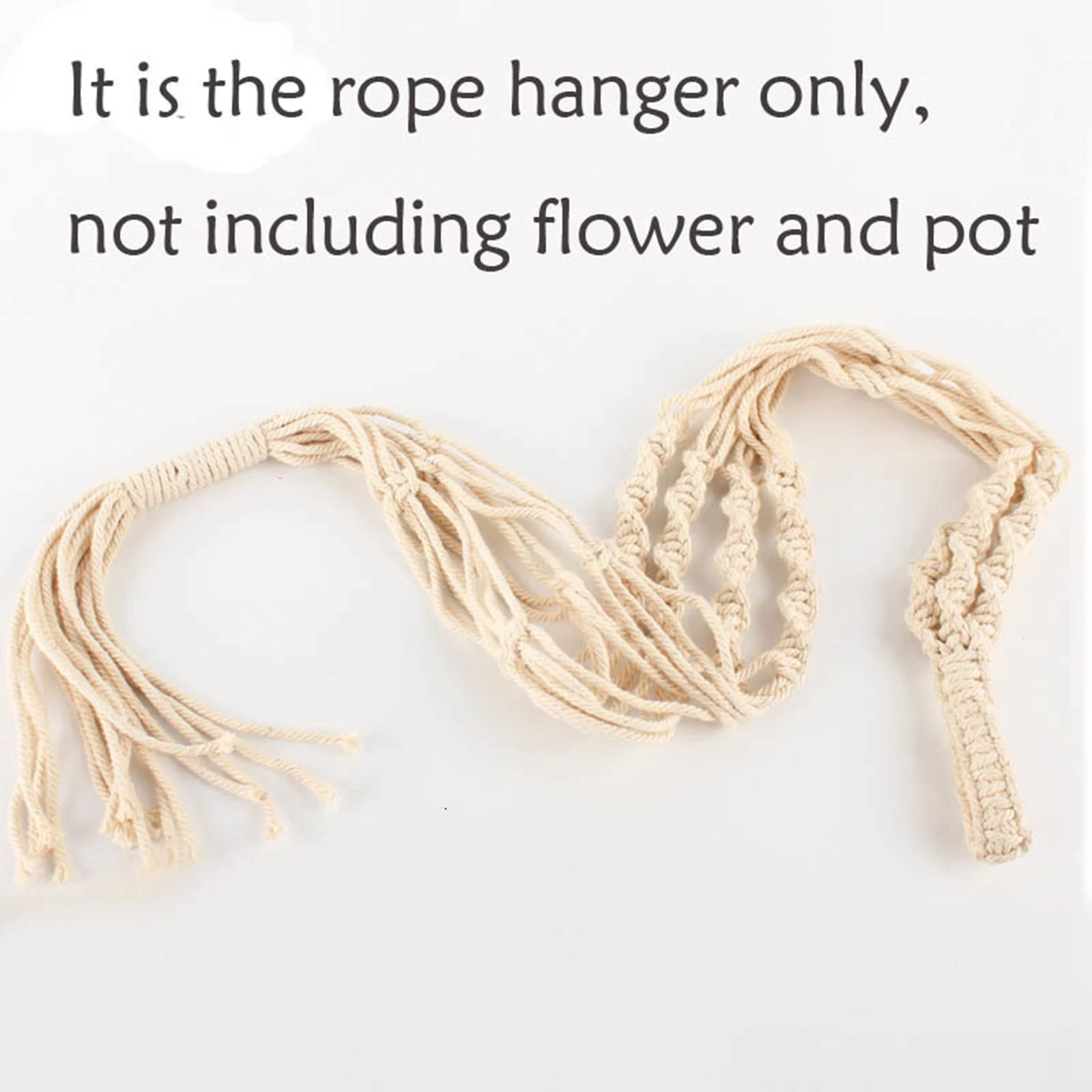 Macrame Plant Hanger Knitted Cotton Cord Holder 100cm Long Decor Window