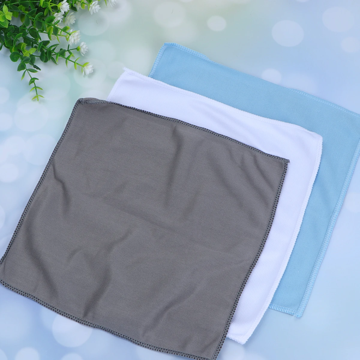 

6pcs Microfiber Glass Cleaning Towels Glass Polishing Cloth Drying Towels for Stemware Dishes (White+Blue+Grey)