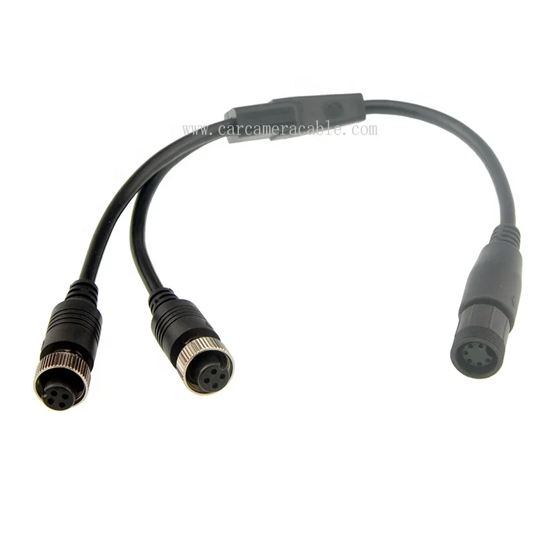 

Swallowtech 6 Pin Screw Locked Waterproof Female to Double 4pin Female Mini Din Extension Cable for Waeco Backup Camera Monitor