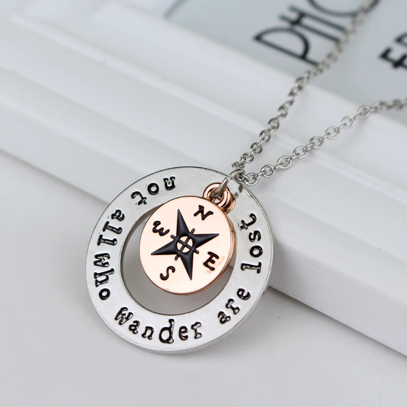 الأزياء الإبداعية البوصلة قلادة ليس كل ما يمتعهم فقدت قلادة المفاتيح للنساء الرجال المختنق اكسسوارات مجوهرات هدايا