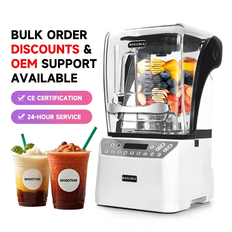 MOSEENER High-Speed Commercial Blender Automatic Multifunctional Fruit Juicer Fruit Fresh Smoothie Mixer Blender for Home Use