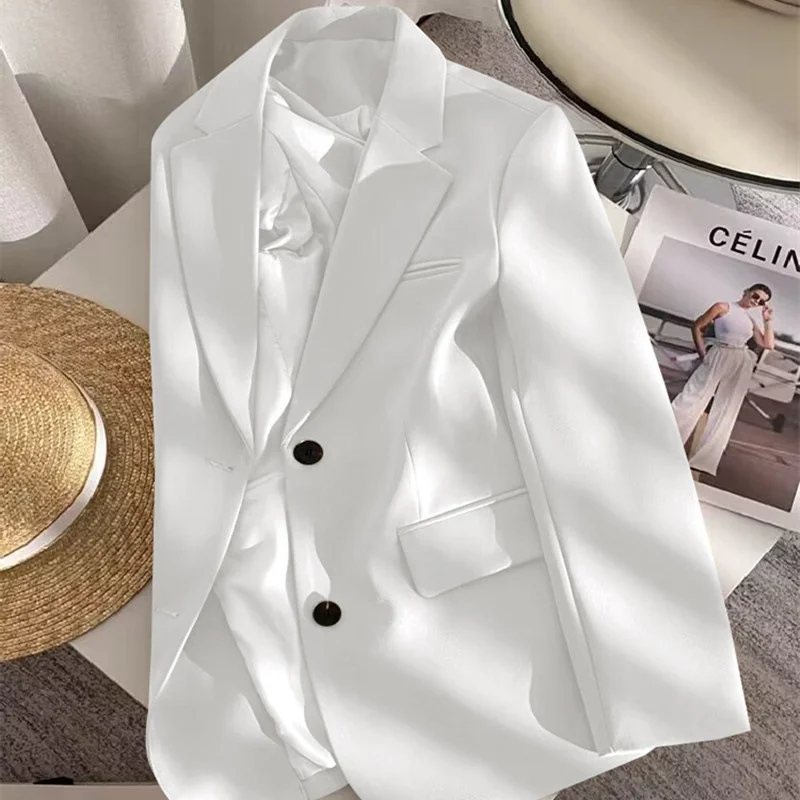 

Fashionable Black Midi Women's Jacket Spring Autumn 2025 New Arrival Stylish Polyester Fabric Regular Thickness