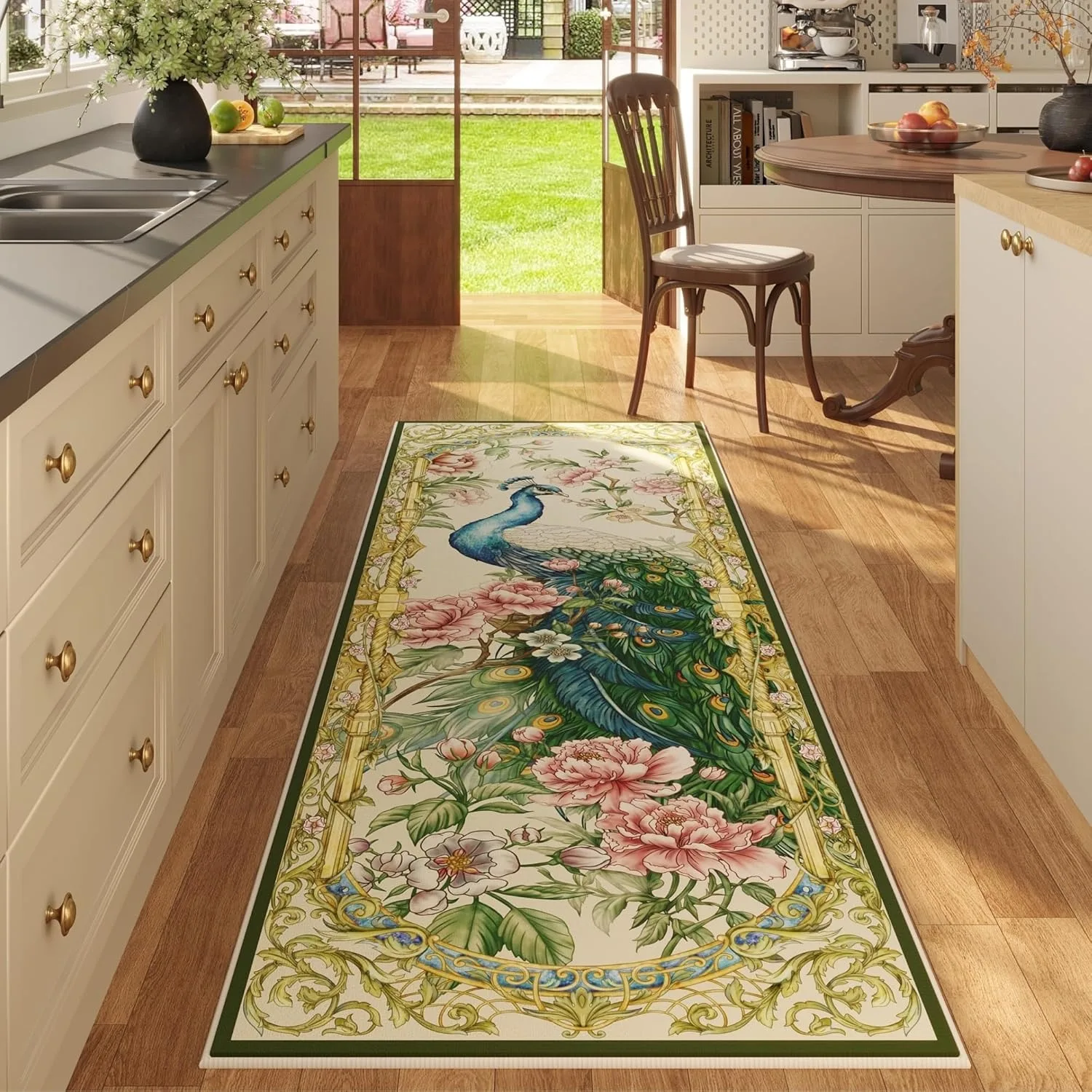 Hallway Runner Rug Animal Floral Print Washable Long Corridor Carpet Soft Low Pile Bedroom Floor Mat Non-slip Kitchen Bath Mats