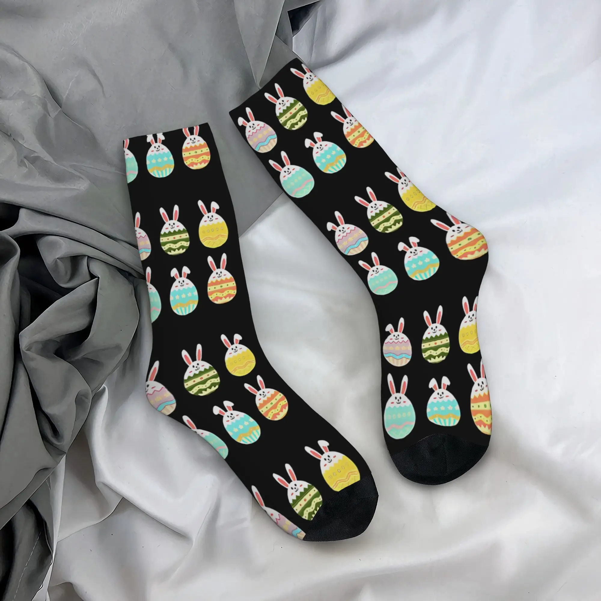 

1 Pair Funny Crazy Sock for Men Happy Easter Bunny Easter Egg Hunting Easter Day Hip Hop Harajuku Happy Quality