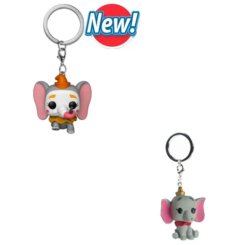 FUNKO Keychain PVC Action Figure Disney Dumbo Clown Dumbo Collection Model Keyring with Box Bag Pendant Toys for Gifts