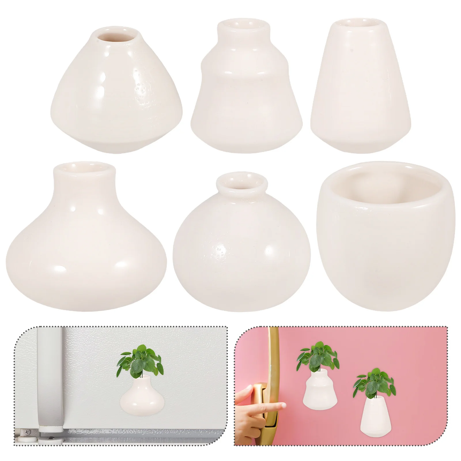 

6pcs Mini Ceramic Vase White Porcelain Small Flower Pot For Balcony Home Office Decor Desktop Decoration Durable Light Easy