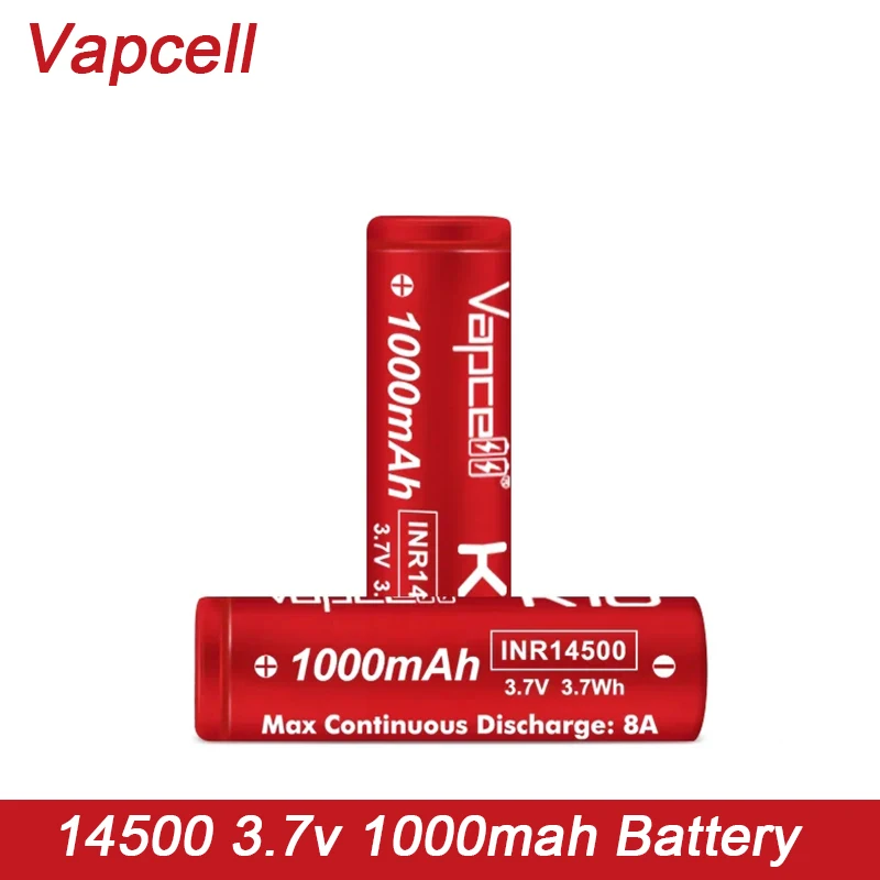 

Original Vapcell K10 8A High Discharge 14500 Lion Cell 3.7v High Drian LiLon Battery for Electric Power Tool Toys Flashlight UAV