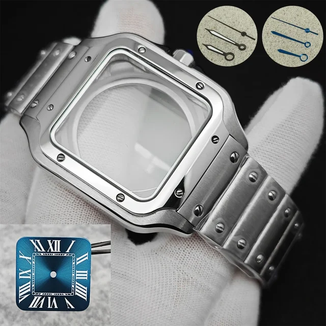 Kwadratowa koperta zegarka 38 mm Zestaw kopert NH35 Części do naprawy i modyfikacji zegarków ze stali 316L do zegarków NH36 4R36 z mechanizmami automatycznymi NH36
