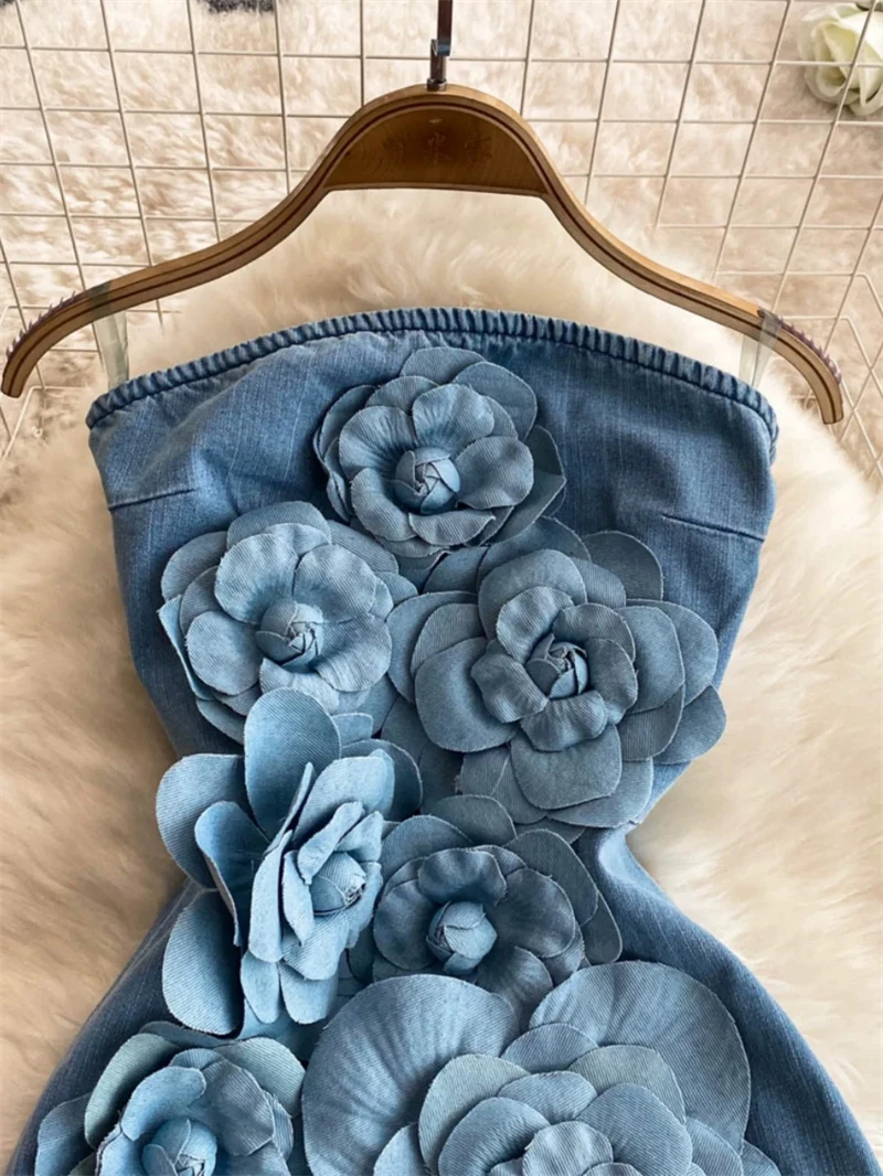 ハイファッションオーバーオール女性のための高級シックな花アップリケストラップレスジャンプスーツ女性服ボディスーツ女性 SL013