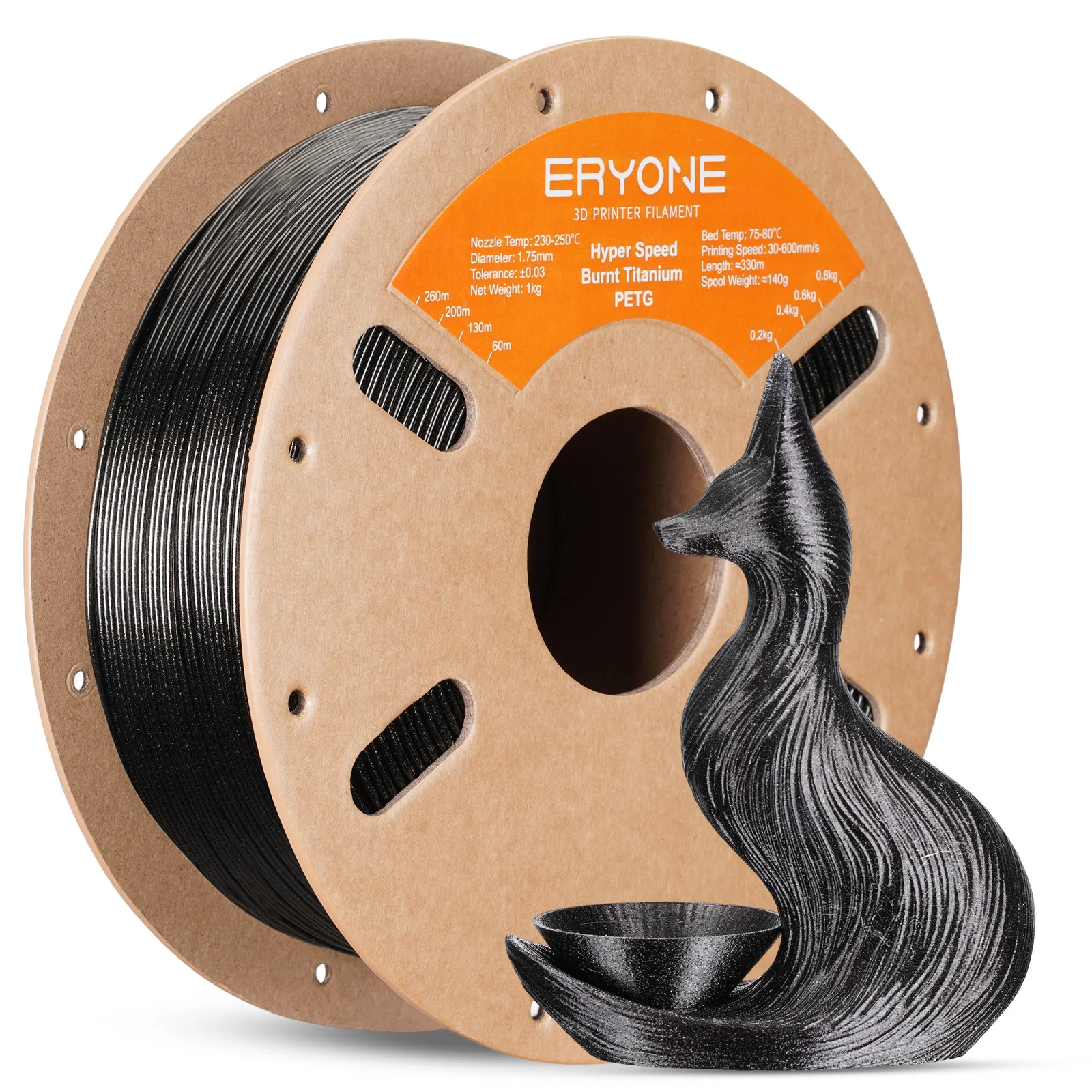 

ERYONE PETG Filament Burning Titanium 1,75 мм +/- 0,03 мм, высокоскоростная нить для 3D-печати 30-500 мм/с, гиперскоростная нить PETG