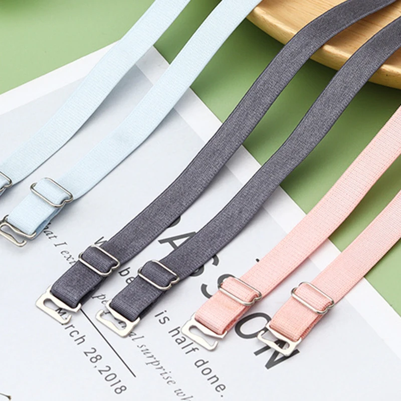 Adjustable Bra Strap Women Non-slip Bra Straps Underwear Accessories Stainless Steel Cloth Shoulder Strap Solid Elastic Trendy