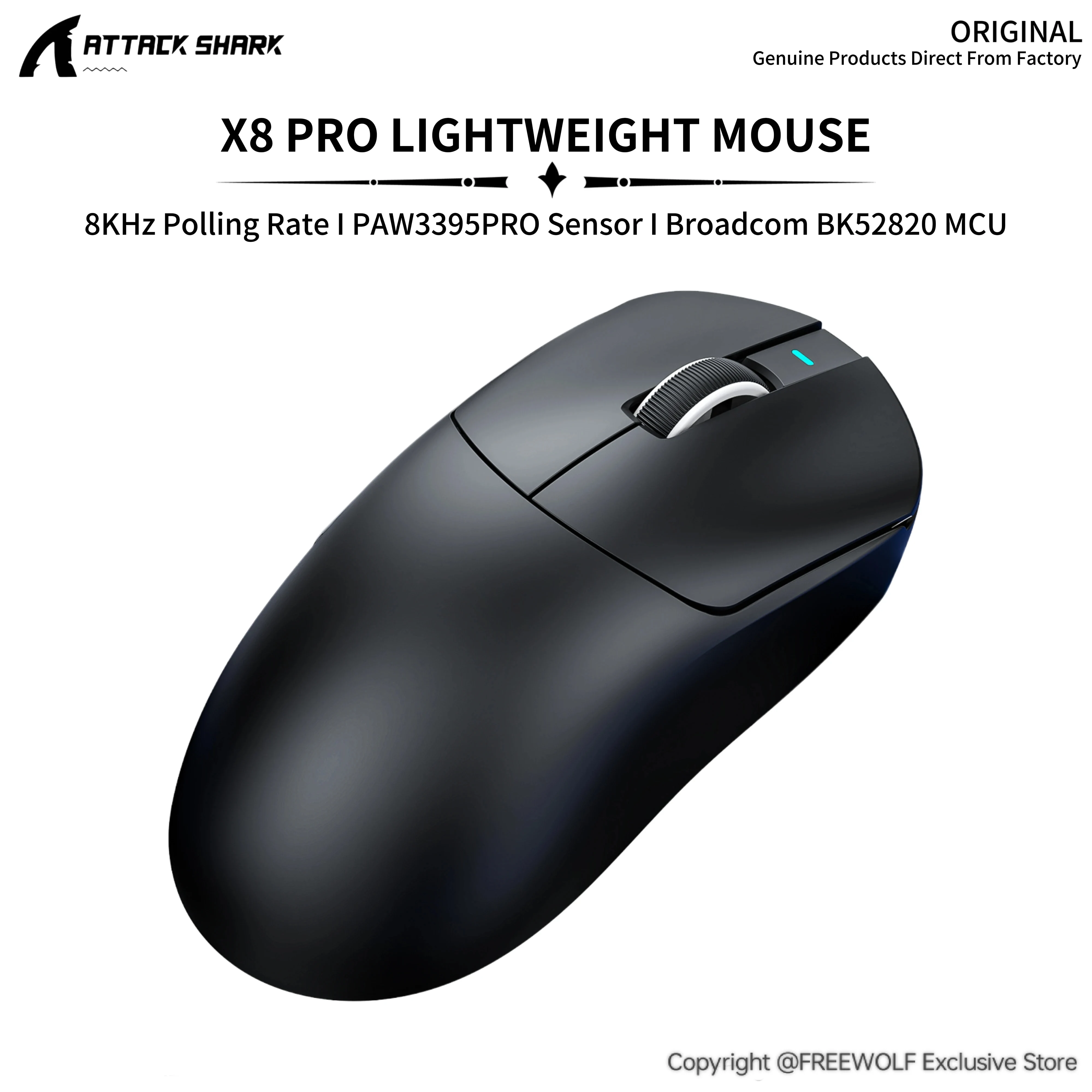Attack Shark X8PRO Gaming Mouse,Wireless 8K Polling Rate,PAW3950PRO Sensor,40000DPI,500mAh,700IPS,Bluetooth Mouse