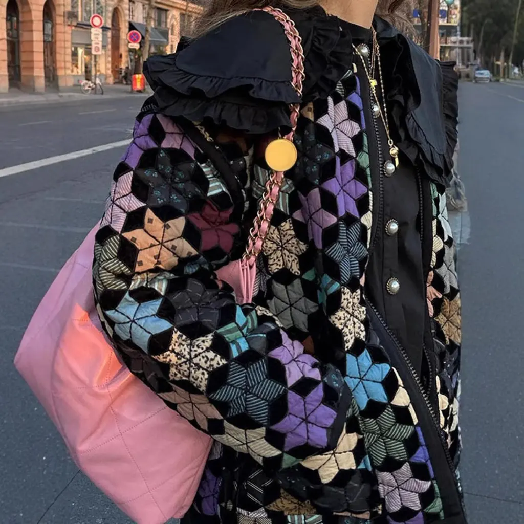 

Women's Loose Cotton Coat Autumn Winter Fashion Print Casual Style European American Design Trade