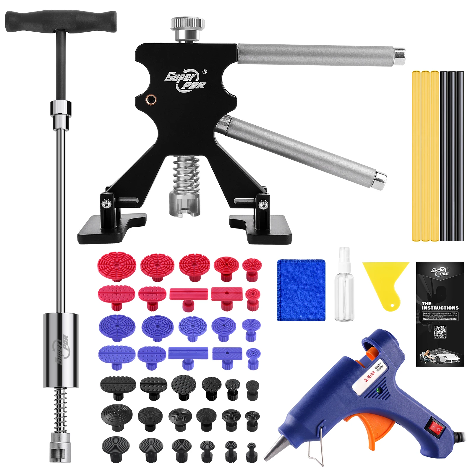 Super PDR Auto Gereedschap Deuk Reparatie Kits, Professionele Auto Body Hagel Hagel Reparatie Tool, Verveloos Auto Uitdeuken Puller Gereedschap