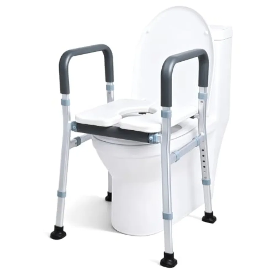 

Sangohe Toilet Seat Risers for Seniors Elevated Toilet Seat with Handles Adjustable Width Seat Board 400lb Support Fits Any Toi