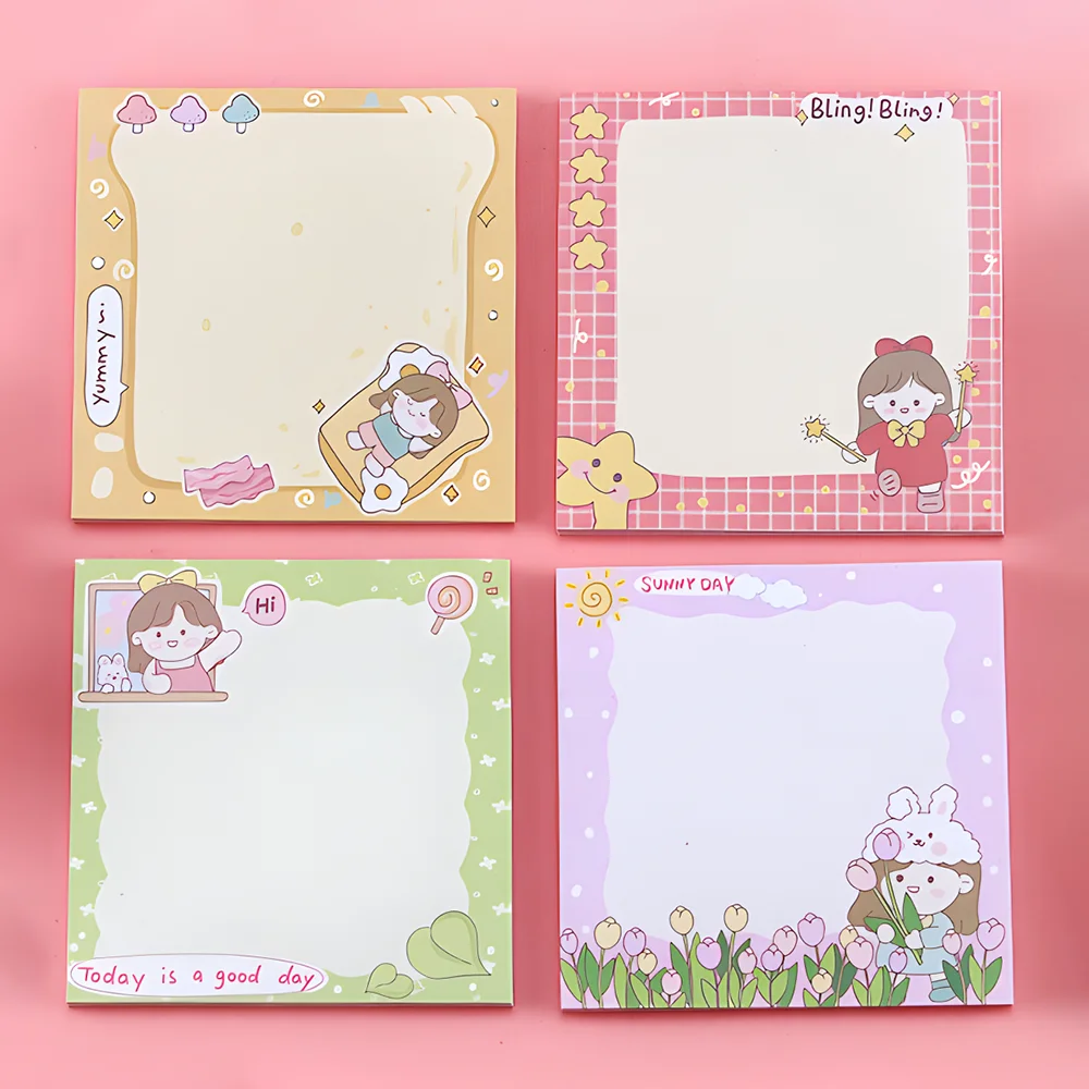 Coreano Funny Girls Sticky Notes autoadesivo carino Kawaii Memo pad Daily Planner Post notepad cancelleria estetica Checklist