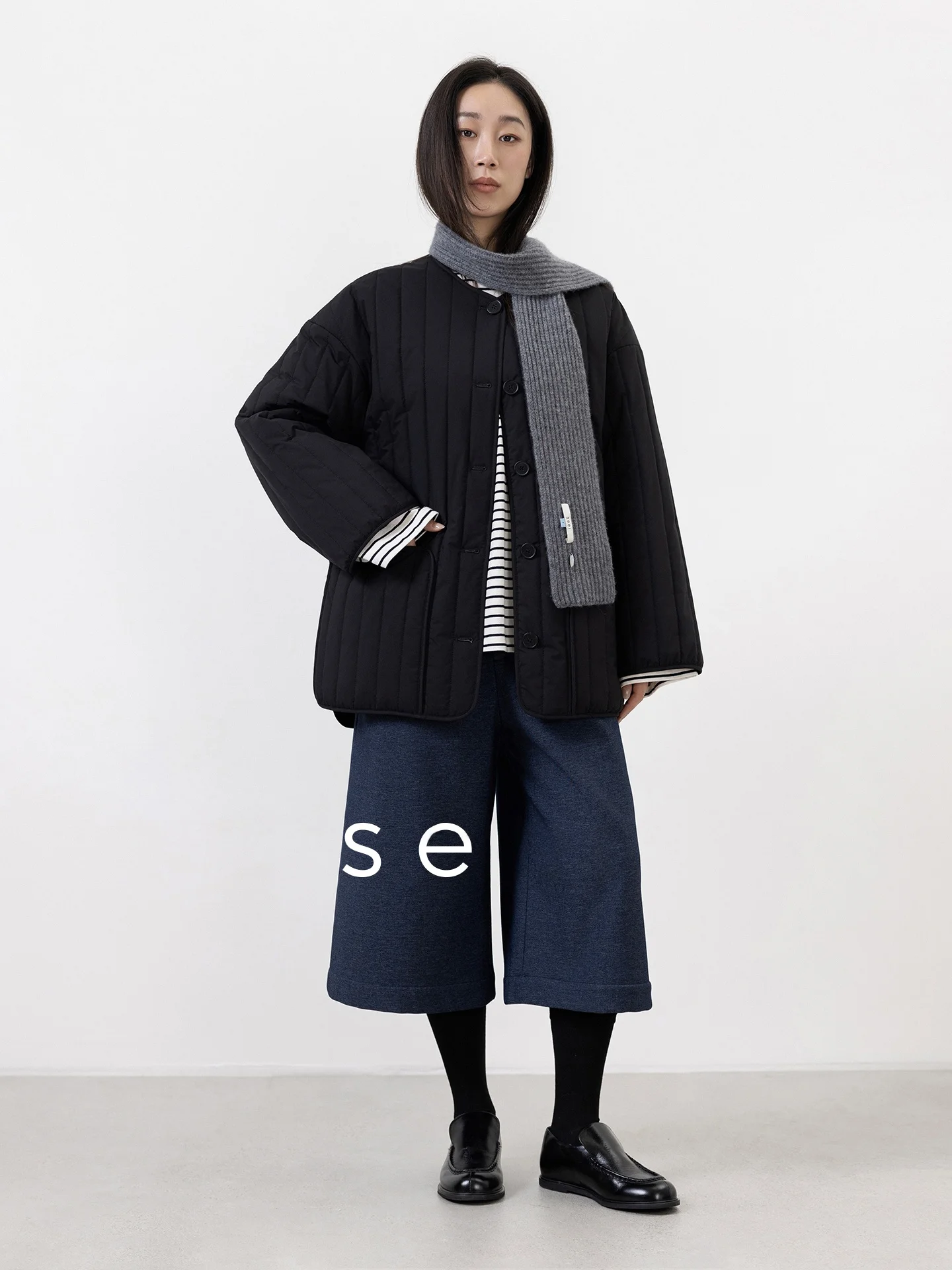 

Женские зимние повседневные брюки Seei Fce из утолщенного денима с подкладкой, синие, в стиле ретро, с высокой талией, на молнии, из полиэстера, широкие, укороченные (7/8)