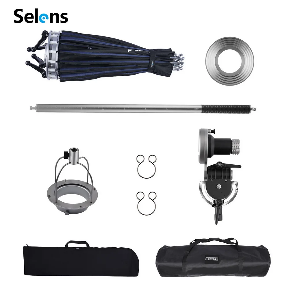 Selens SER120 Edge Parabolic Reflector Softbox 120cm Parabolic Black Reflective Umbrella Studio Light Umbrella with Cover Cloth