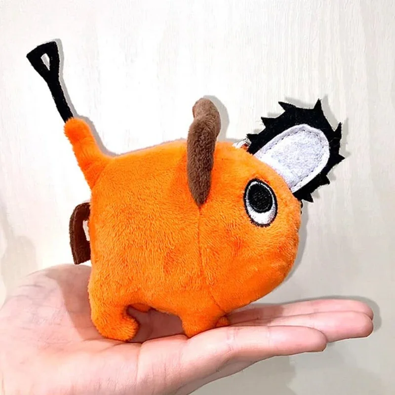 10cm laranja cão pochita pingente chaveiro macio brinquedo de pelúcia mochila saco chaveiro de pelúcia cosplay adereços para crianças fãs presentes