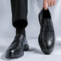 Genuine Leather Men's Dress Shoes Lace-Up Men Big Size 38-46 Casual Shoes Handmade Classic Men Footwear for Wedding Male Oxfords