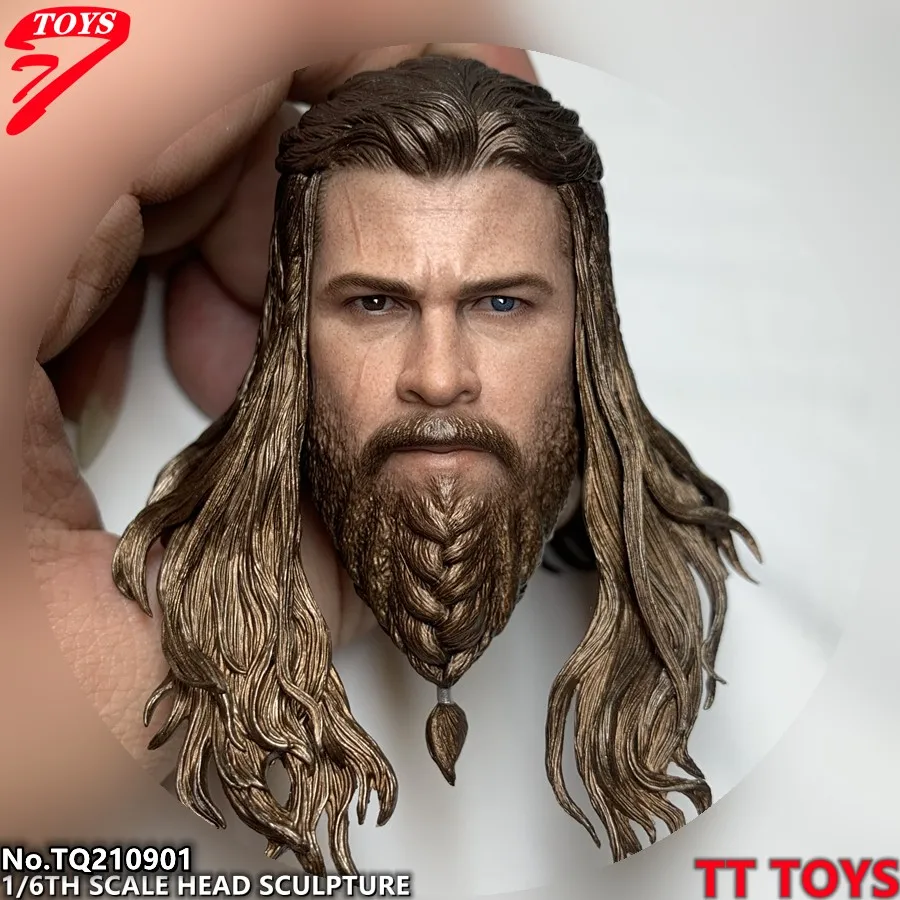 

In Stock TTTOYS TQ210901 1/6 Chris Hemsworth Head Sculpt Long Hair Beard Male Head Carving Fit 12'' Soldier Action Figure Body