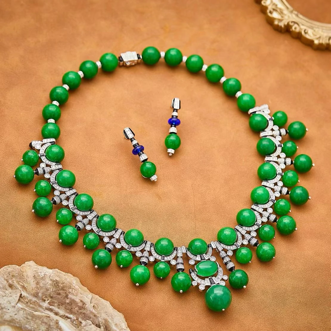 AY New Luxury Fashion Retro AAA Zircon Water Drop Bead Necklace Earrings For Women Lady Wedding Party Evening Dress Jewelry Set