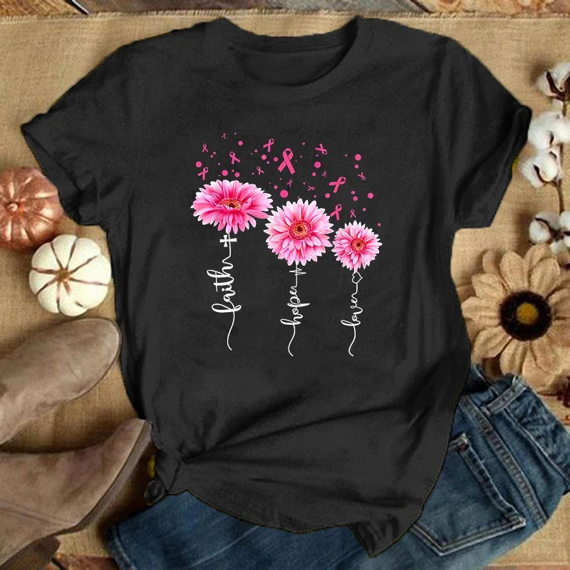 Breast Cancer T-Shirt Women T Shirt Cosplay Clothes Streetwear Tee Shirt Plus Size Tops