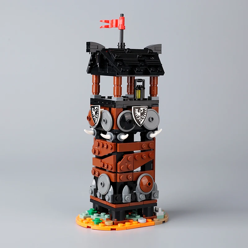 Medieval City MOC Building Blocks Soldier Figures Guard Tower Watchtower Hanging Cage Shield Weapon Accessory Bricks Kids Toys