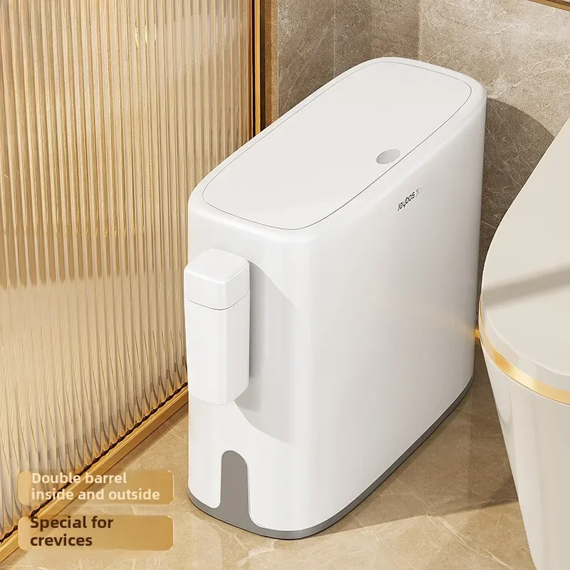 Trash can household 2024 new bathroom with lid large capacity living room toilet narrow crack special bucket