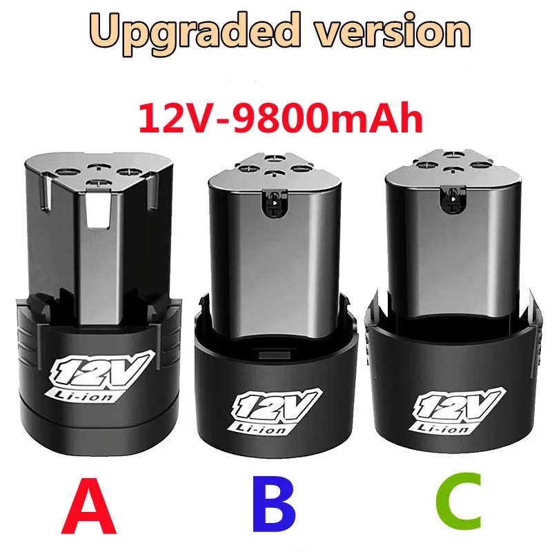 大容量充電式リチウムイオン電池,電動ハンドドリル用,ユニバーサル,アップグレード,電動工具,12v,9800mah