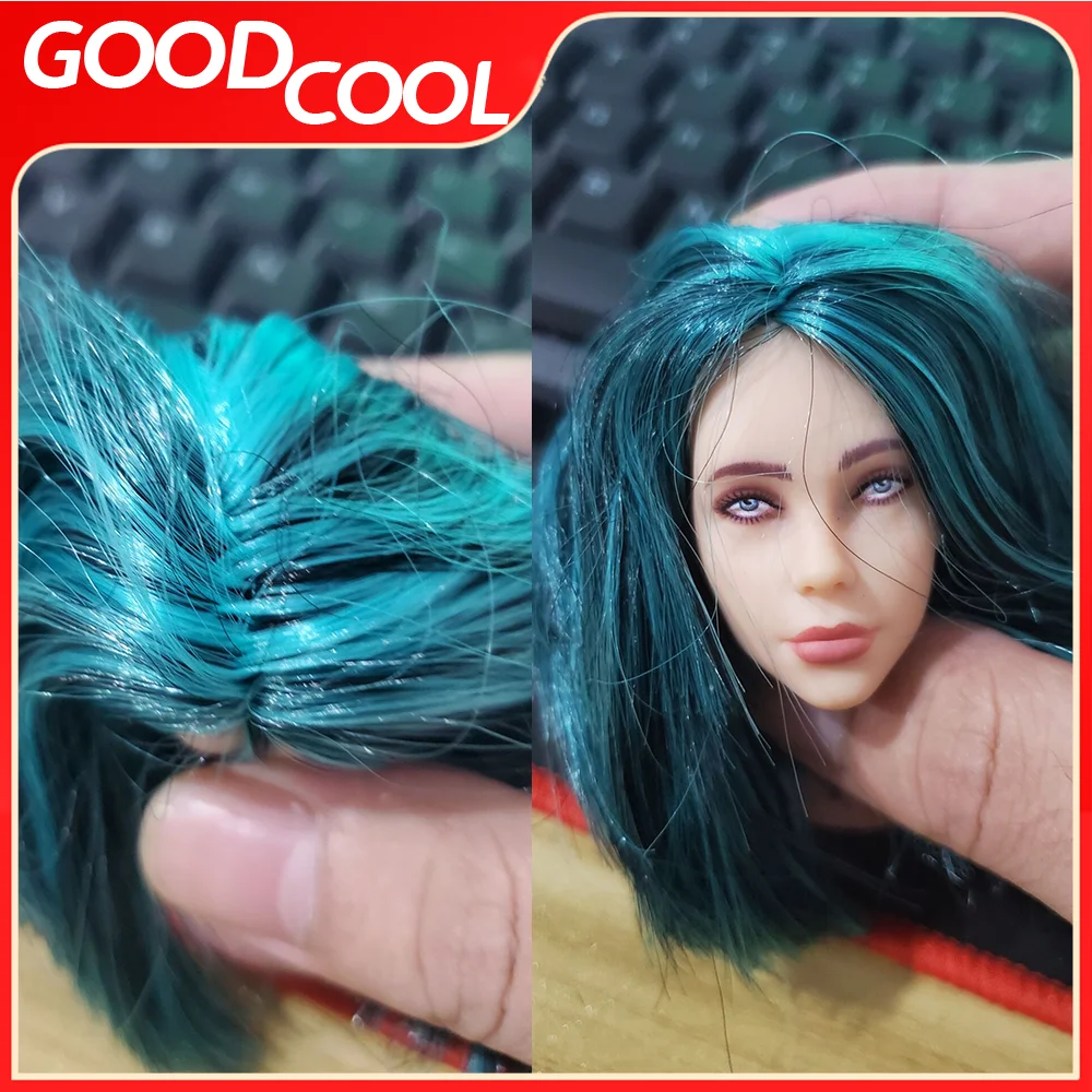 In Stock Famous American Female Soldier With Blue Hair Billie Eilish Head Carving Fit BJD Action Figure Body Toys Gifts