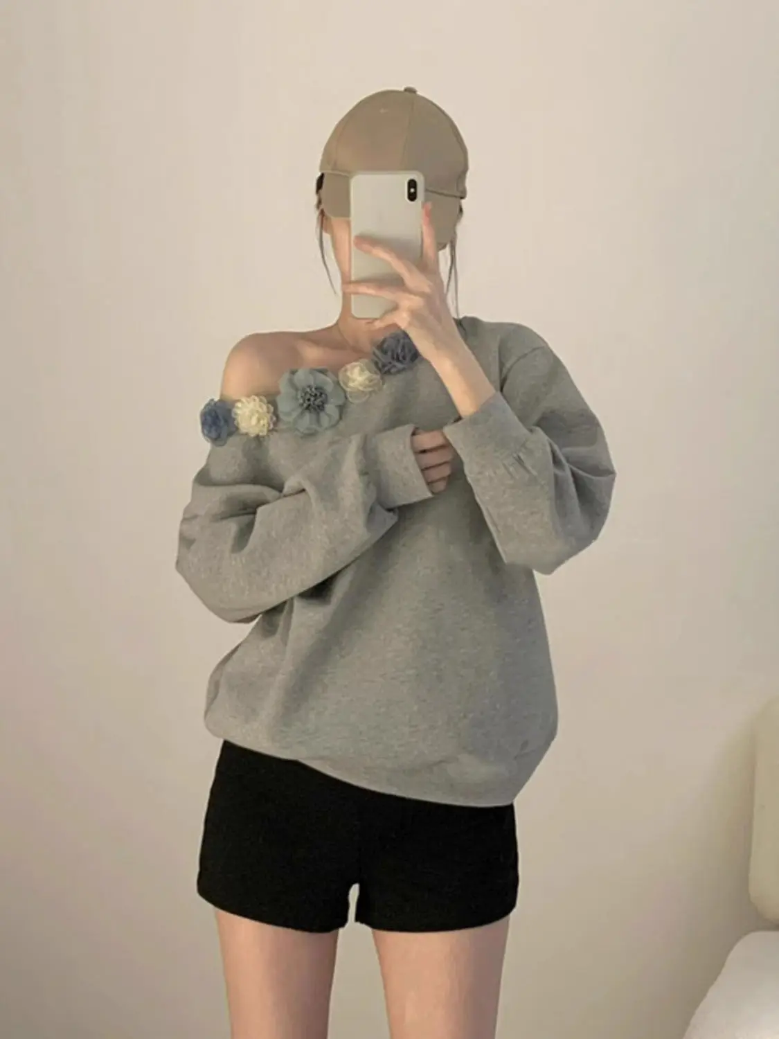 Sudaderas recortadas para mujer, ropa para mujer, cinta de pintura Rockabilly sin forro polar, flor moderna para niña, Kawaii, bohemio Y2K