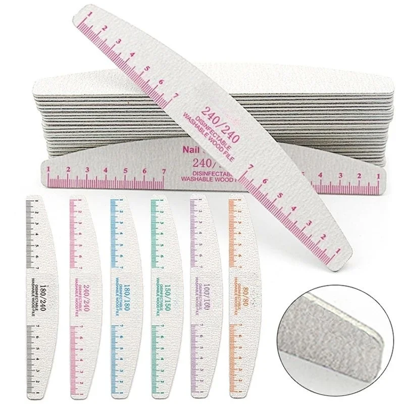 50szt Pilnik do paznokci Drewniany blok buforowy do pedicure Manicure UV Gel Nail Polish Pro Nail Files Sztuczne końcówki do paznokci Narzędzia