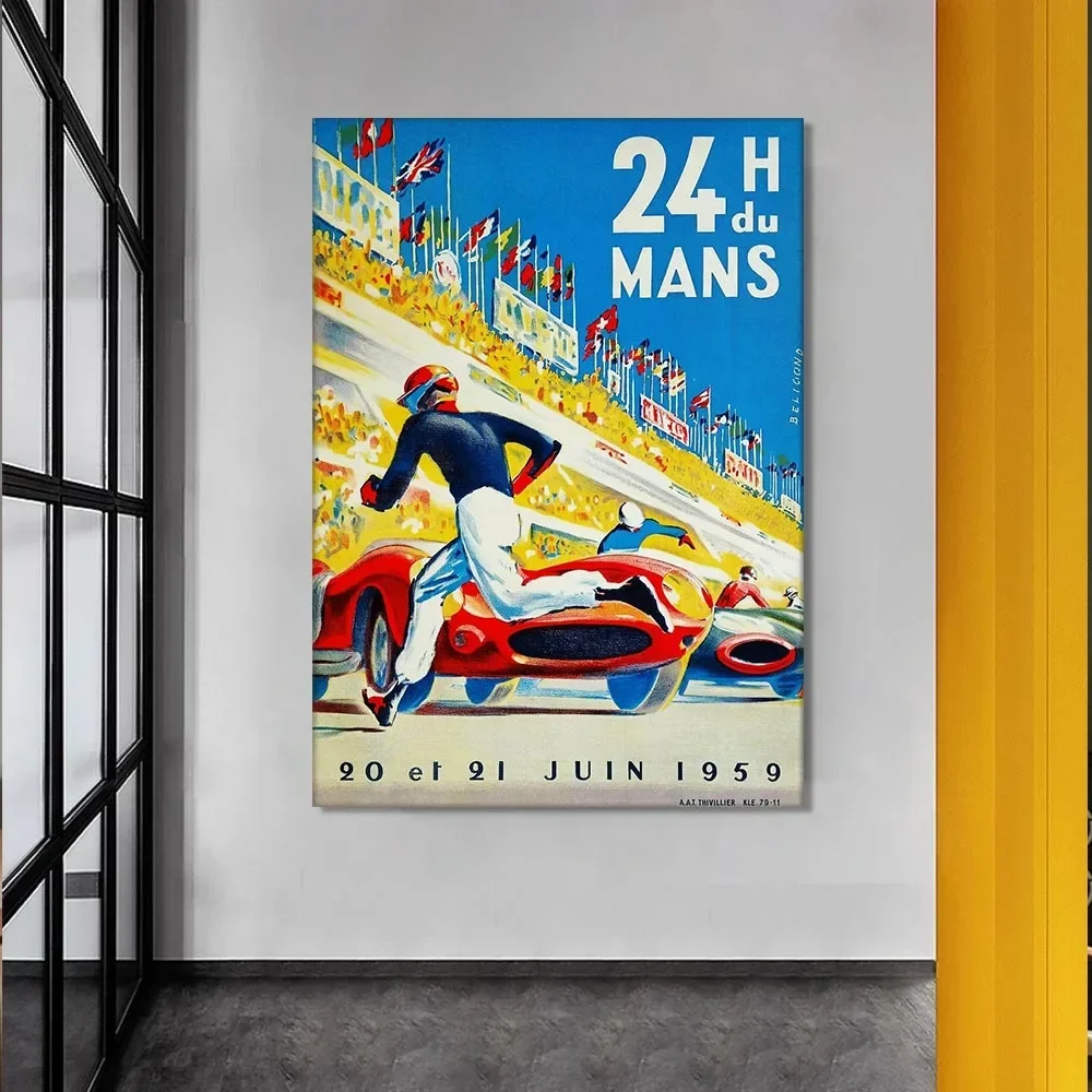 ملصق لي مان 24 ساعة ، لوحة قماشية لسيارات السباق ، فن جداري ، صور سيارات رياضية ، مطبوعات لغرفة المعيشة ، ديكور منزلي #2
