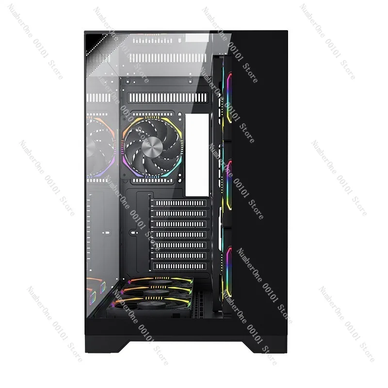 ATX Gaming PC Case Panoramic Tempered Glass 7 Fan Support RGB Lighting Desktop Computer Case High Airflow Gaming Chassis view 2